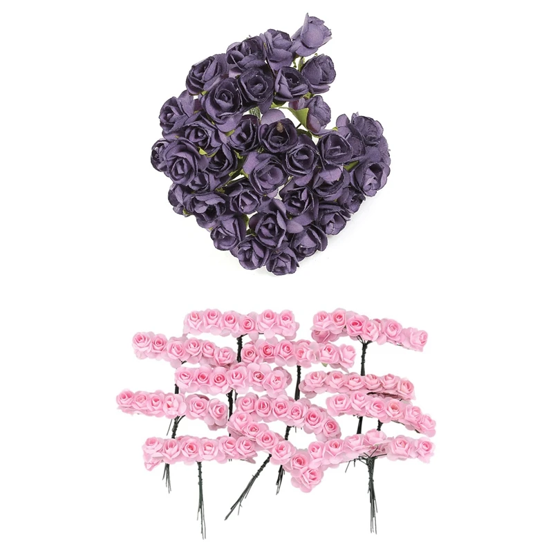 288 шт. мини маленькая бумага искусственные розы цветы с бутонами DIY ремесло