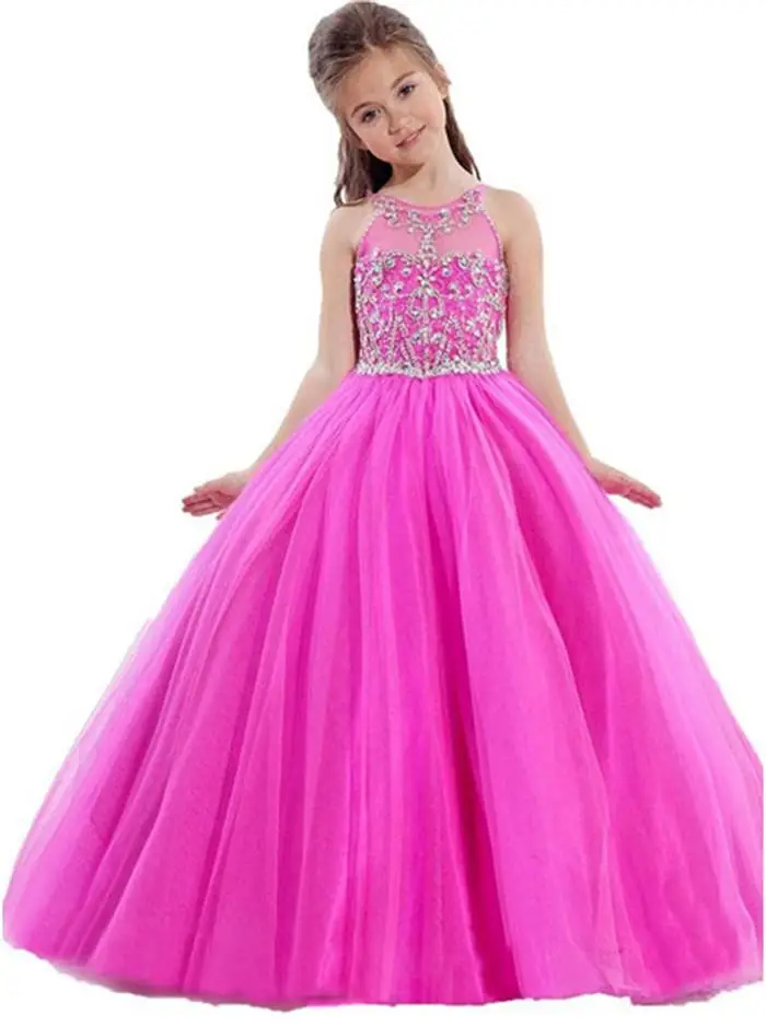 

2121 Cute Flower Girl Dresses For Wedding Beaded Appliques Puffy Skirts Girls Pageant Dress Kids Birthday Party