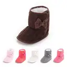 Зимние теплые плюшевые Разноцветные милые ботинки с бантом для мальчиков и девочек, домашние детские ботинки, ботинки, нескользящая обувь для детской кроватки