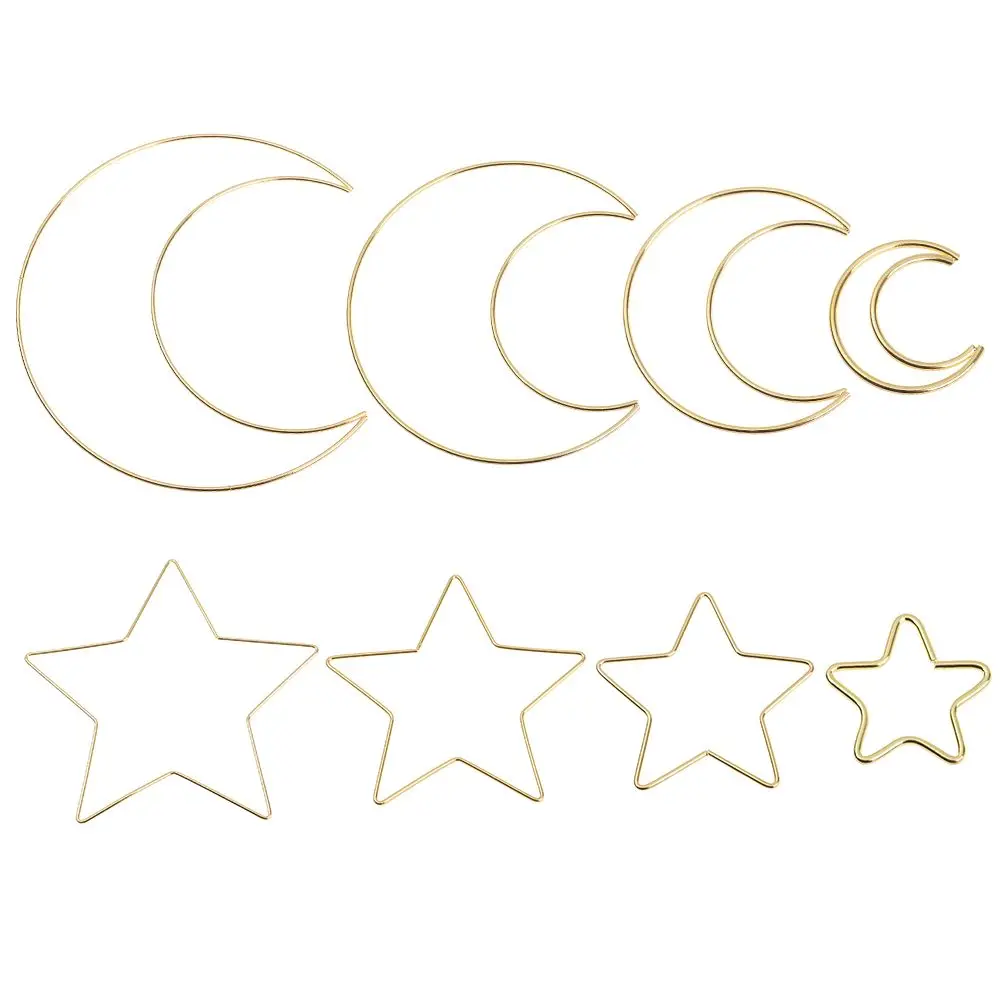 

4pcs Wreath Decor Wedding Macrame Star Gold Hoop Rings Supplie Dream Catcher Metal Hoops