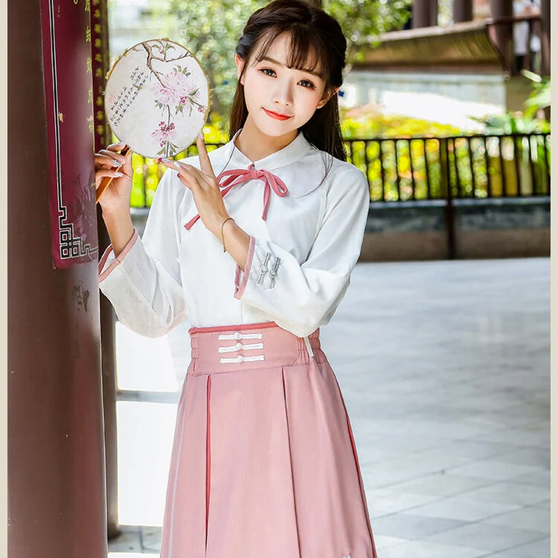 Популярные китайские древние традиционные Hanfu для женщин современные топы и юбки