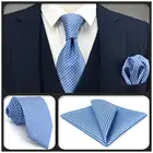 B6 небесно-голубой синий горошек Шелковый Для мужчин, галстук-бабочка, комплект свадебные галстуки для мужчин Фирменная Новинка Платье платок удлиненные Размеры 63 