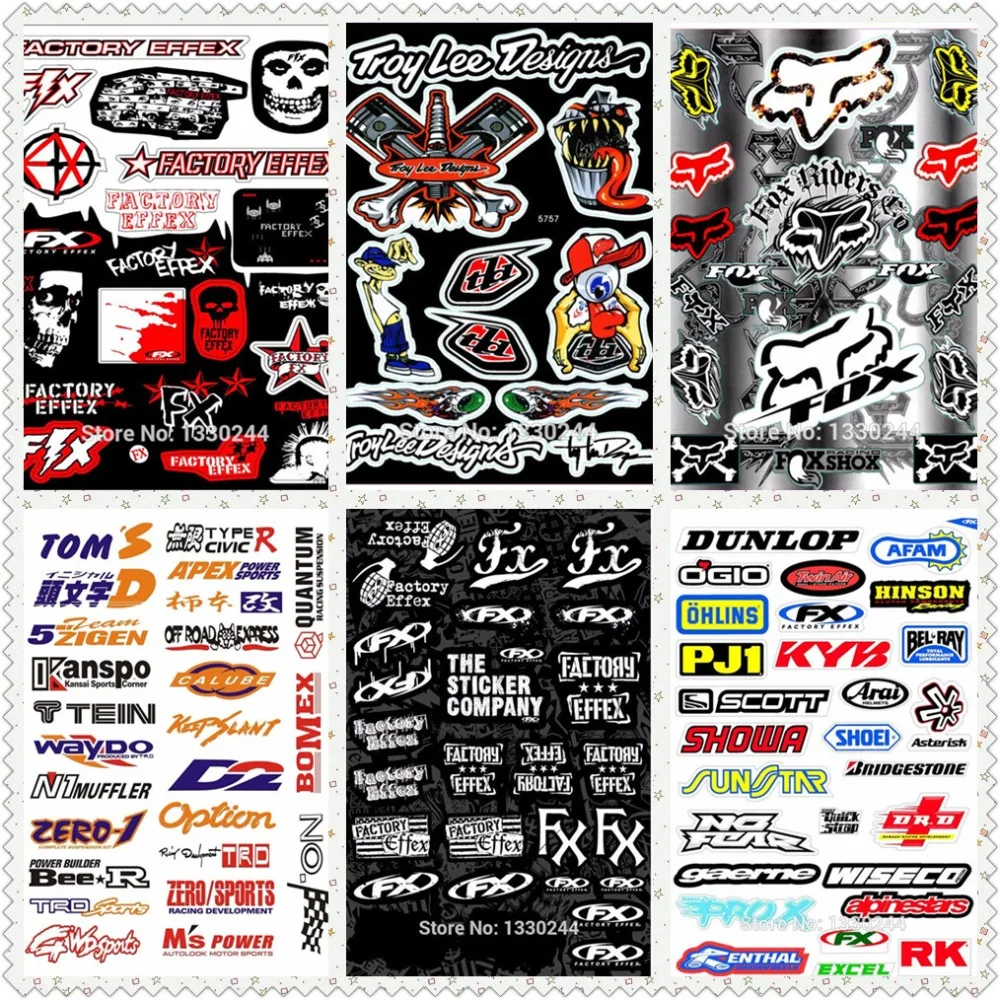 A4 Size Fox Head Skull Glossy Film Stickers For Motorcycle BIKE CAR UNIT SCOOTER FUNNY DECALS Waterproof PVC Whole Set | Автомобили и