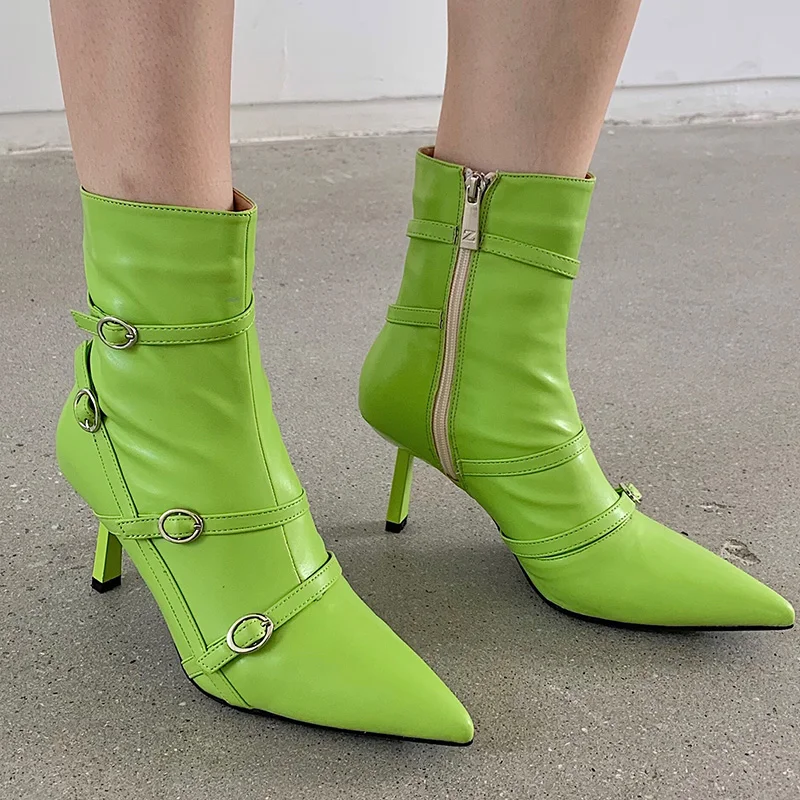 

Autumn Winter Ankle Short Boots Women Modern Boots 2021 Fashion Pointed Toe High Heels Shoes Female Zippers Shoes For Ladies