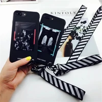 luxury off street card stripes cover case for iphone 7 8 plus x xr xs 11 pro max 12 white classic painting lanyard phone cases