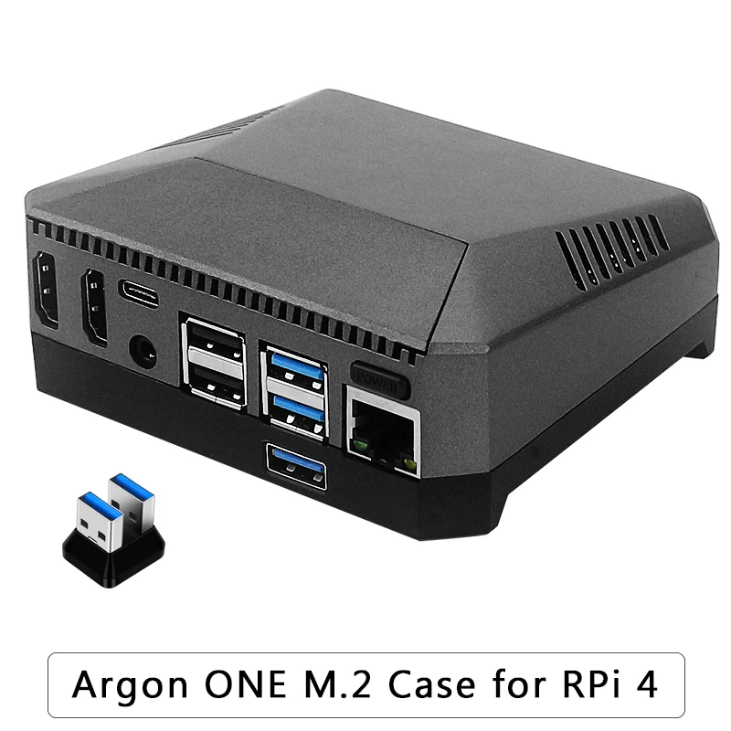 

Алюминиевый Чехол Argon One M.2 для Raspberry Pi 4 Model B с M.2 SSD расширительным слотом, крышка GPIO, охлаждающий вентилятор для Raspberry Pi 4