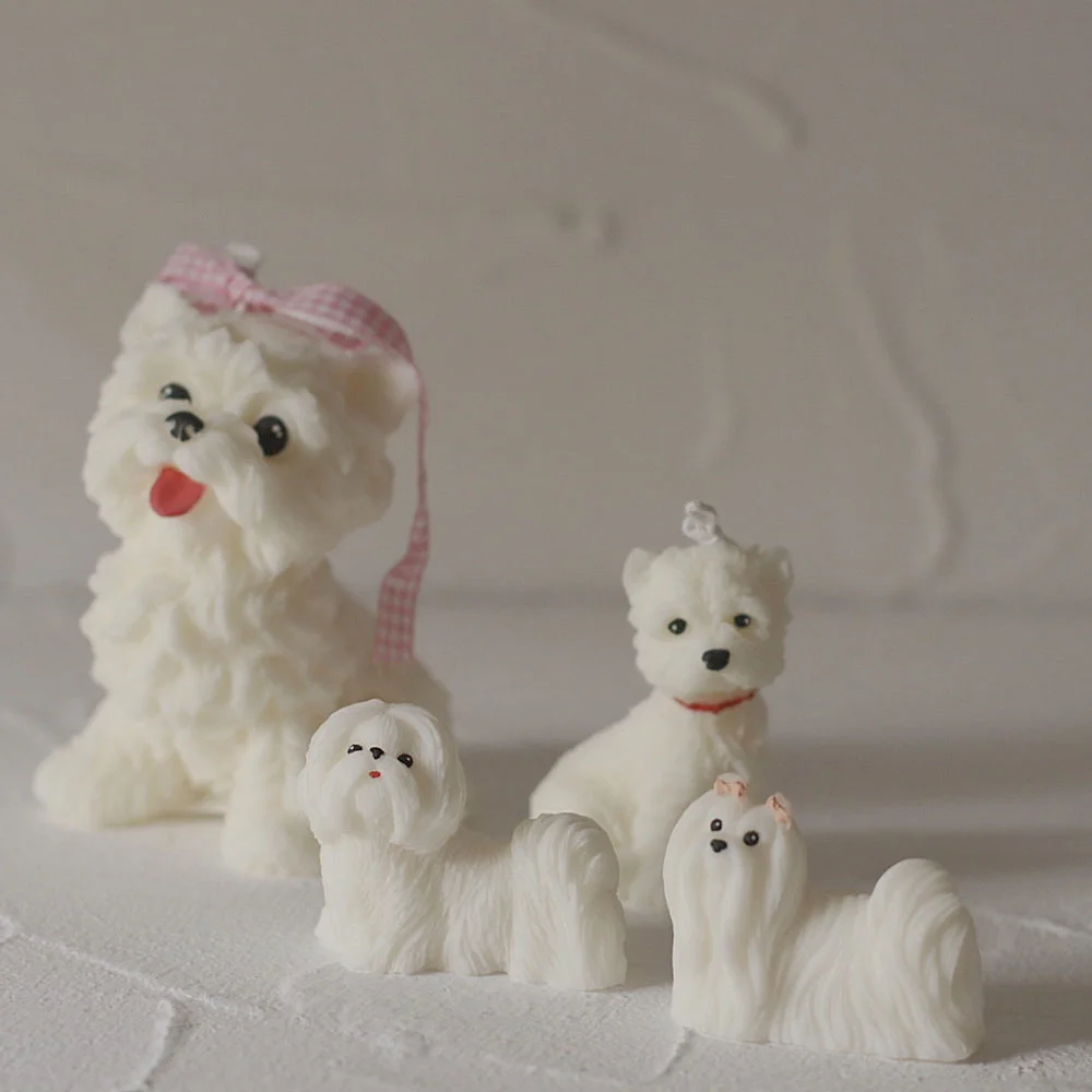 

3D Many Kinds Of Puppy Shape Candle Silicone Mold Maltese Dog Shih Tzu Dog Pomeranian Shape Scented Candle Making