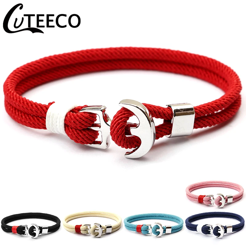 CUTEECO ручной работы браслет с якорем для женщин Шарм девушка Ткачество Веревка