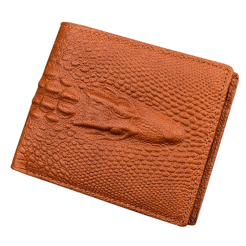 Кошелек тройного сложения мужской бумажник из натуральной кожи с крокодиловым