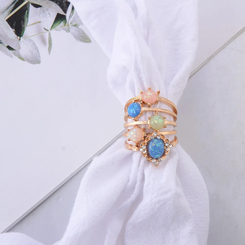 8 сезонов новая мода цветные опаловые стразы кольца набор для женщин богемные