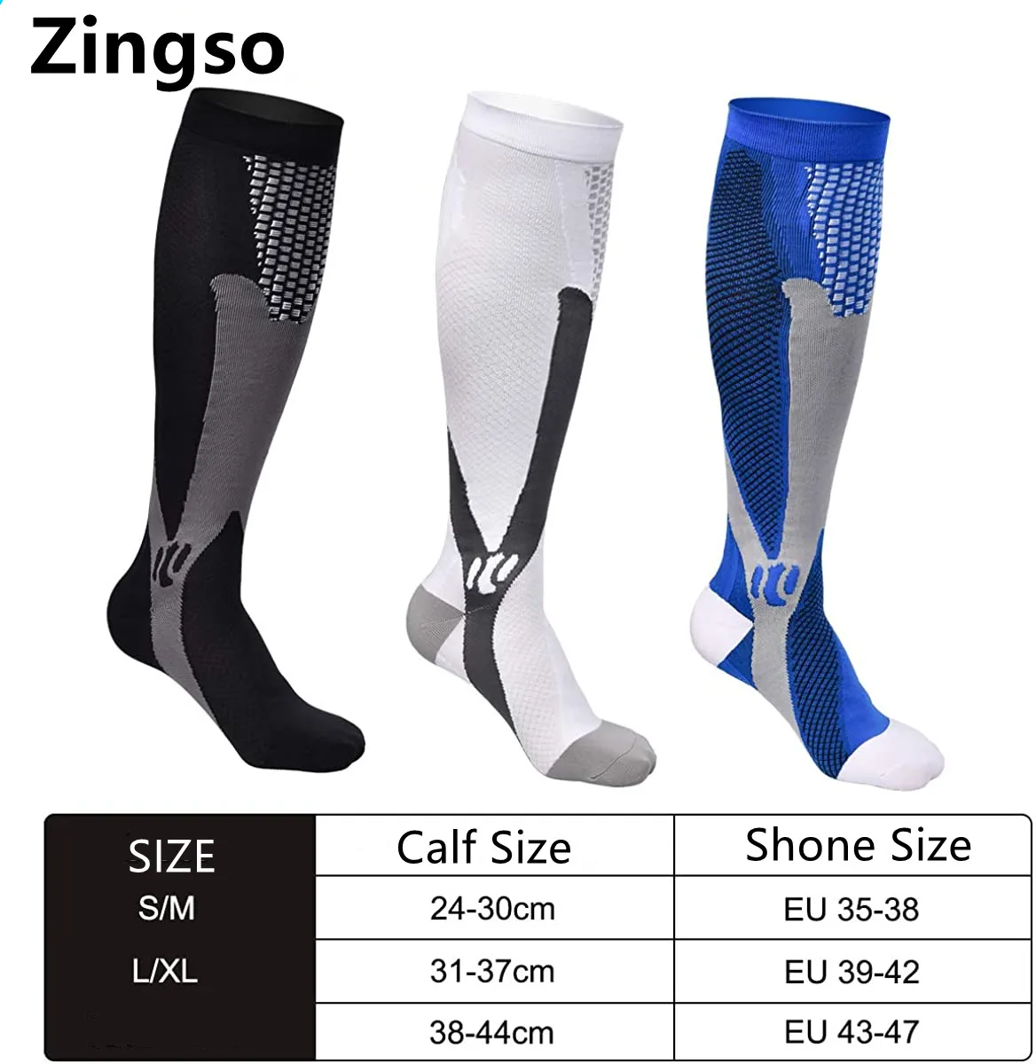 

3-6 Pairs Compression Stockings Quality Cycling Sports Socks Unisex Fit for Edema Diabetes Varicose Veins Marathon Running Socks