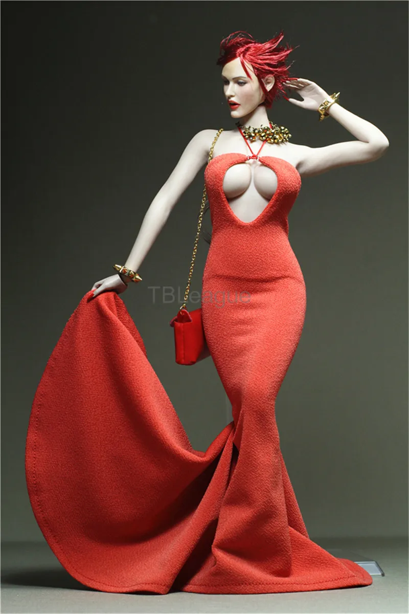 

Tbleague 1/6 scale Sexy Fishtail skirt Orange Lily female soldier dress for 12in action figure doll toy