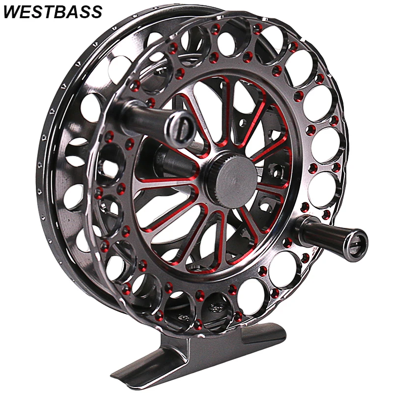 WESTBASS-carrete de pesca con mosca 2BB, bobina grande de aleación de aluminio, arrastre máximo de 8kg, rueda de pesca con mango izquierdo y derecho, máquina CNC
