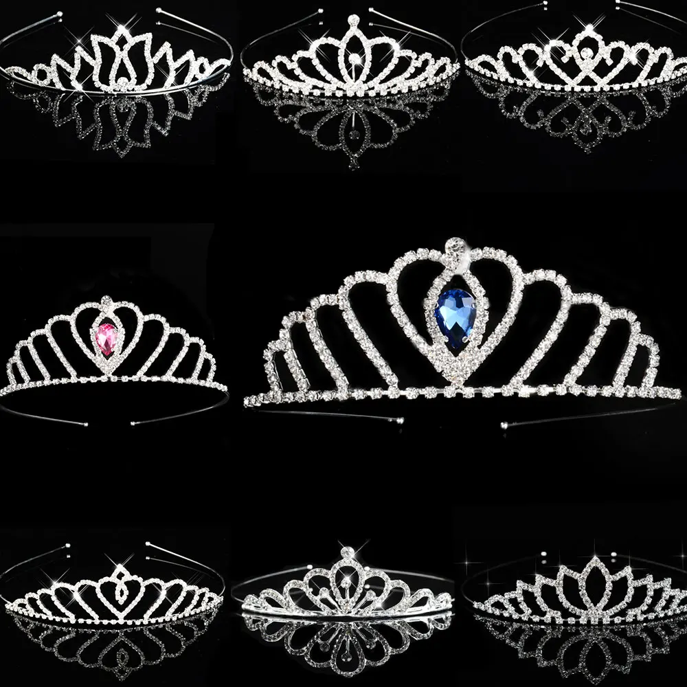 

Blue Princess Tiaras Crowns Headband Kids Girls Show Bridal Prom Bride Bridesmaid Gift Wedding Party Accessiories Hair Jewelry