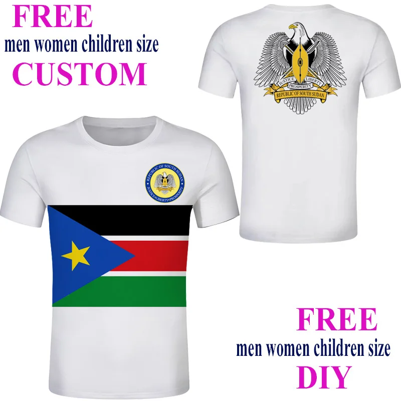Южный Судан Мужская футболка на заказ синяя крутая уличная одежда Султан с