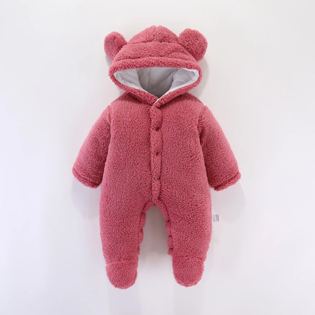 

2021 Baby jumpsuit with feet cotton-padded clothes romper autumn baby thickened long-sleeved hooded clothes kids outing clothes