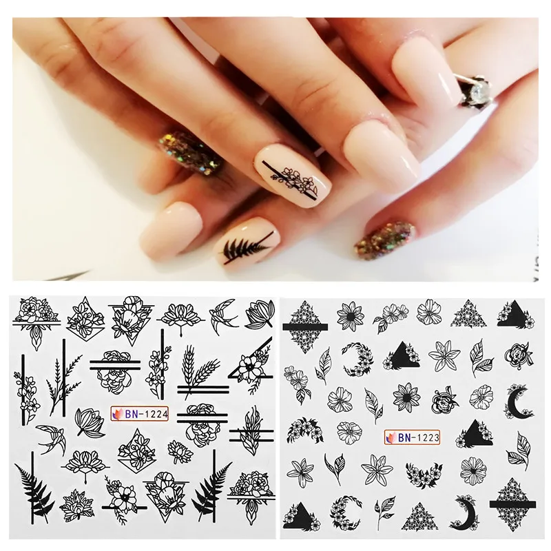 1 лист наклейки для ногтей с листьями свежих цветов украшения красивые