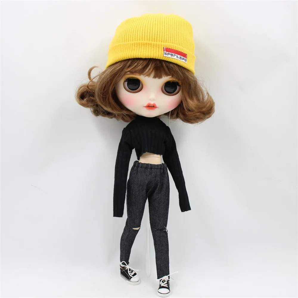 Ледяная фабрика blyth кукла 1/6 bjd белая кожа тела короткие каштановые волосы, новое матовое лицо с зубами, 30 см BL9158