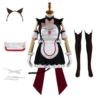 nekopara cosplay queen maid uniform chocola and vanilla cute girl dress red and blue costume cat ear costume bow tie headwear
