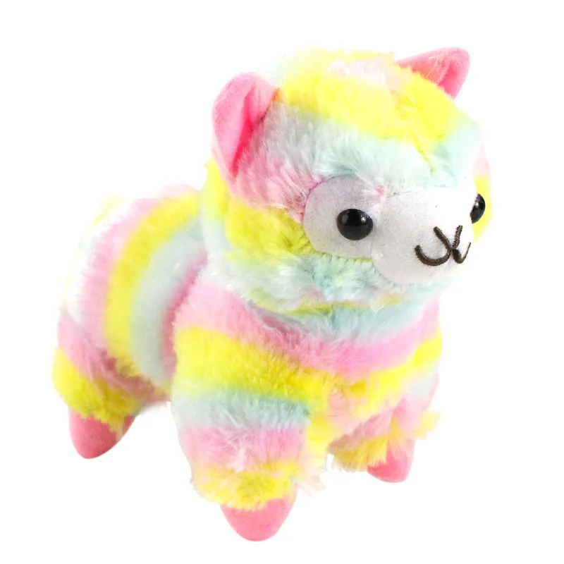 

hot new 16cm plush soft Cute Alpaca Color striped grass mud Lamb high quality kids toys Soothing doll birthday gift for friend