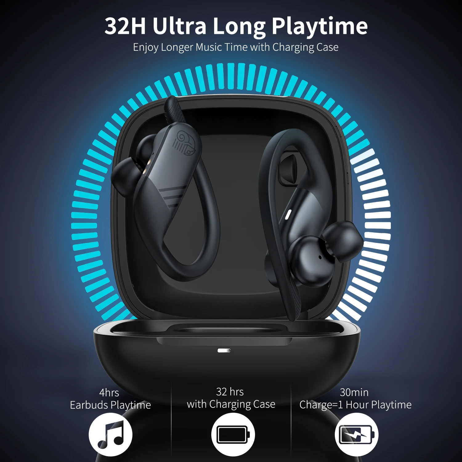 

ONIKUMA T10 Bluetooth Earphone Bass True Wireless Headphones HiFi TWS Stereo Headset Ear Hook Sport Waterproof Earbuds With Mic