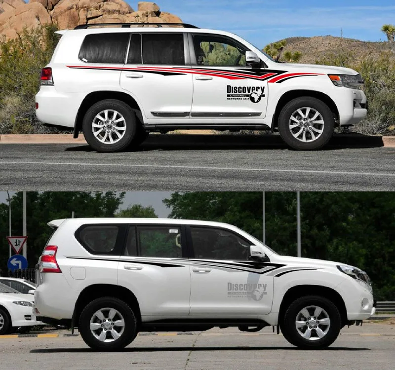 

Decorative pattern Car Styling Waistlines Stripes For Toyota Prado Land Cruiser World Map Discovery Body Door Side Stickers