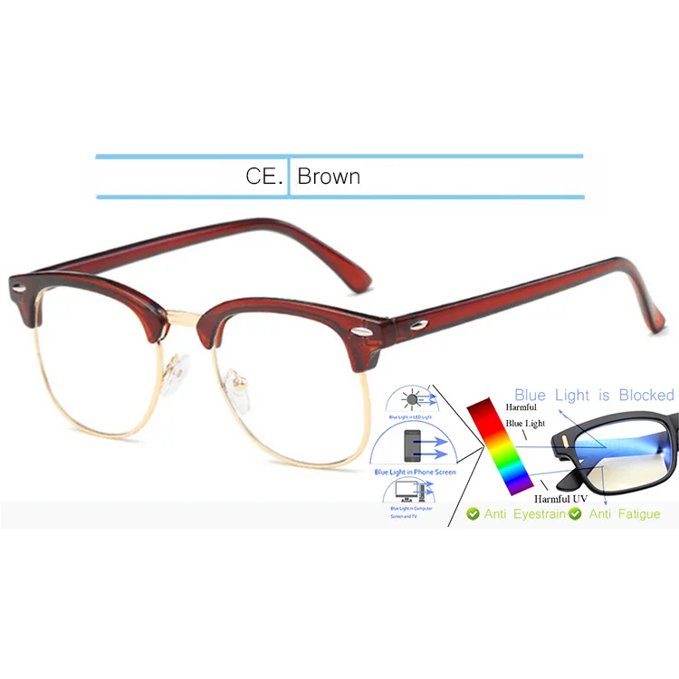 Clear-Brown IVSTA игровые очки мужские анти-Синие лучи компьютерные очки светильник блокирующая оптическая оправа близорукость очки желтые ночного видения 3016 - Цвет оправы: Clear-Brown