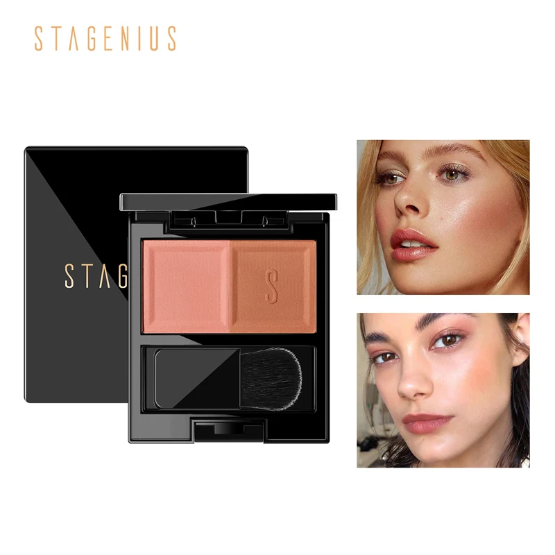 Stagenius двухцветные запеченные пресованные румяна порошок светящиеся мерцающие