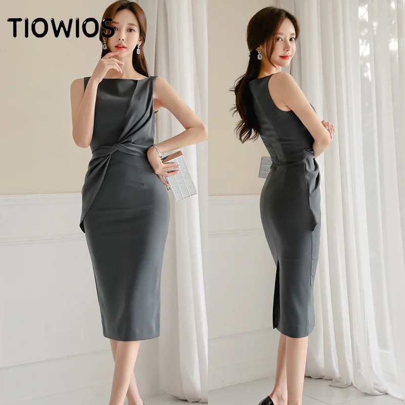 

Новинка 2021, Женская Корейская версия, темпераментная длинная приталенная плиссированная модная юбка-мешок на бедро tiоберс, профессиональн...