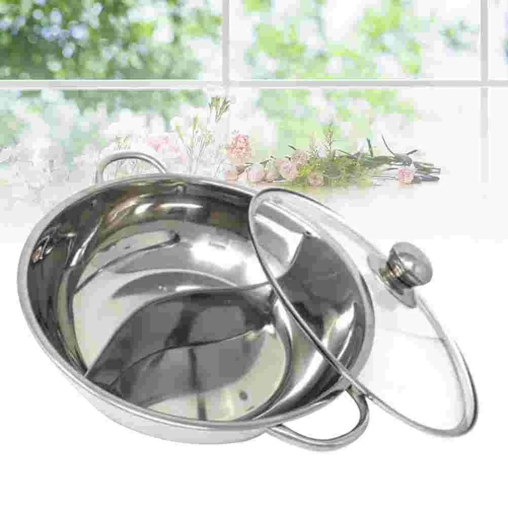 

Multifunctional Stainless Steel Double Hot Pot Cookware Non-stick Cooking Pots With Glass Lid