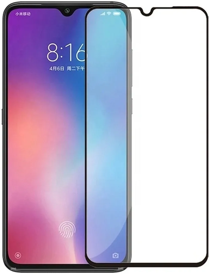 Защитное стекло &quotПолное покрытие&quot для Xiaomi Mi 9 Черное Салфетки в комплекте |