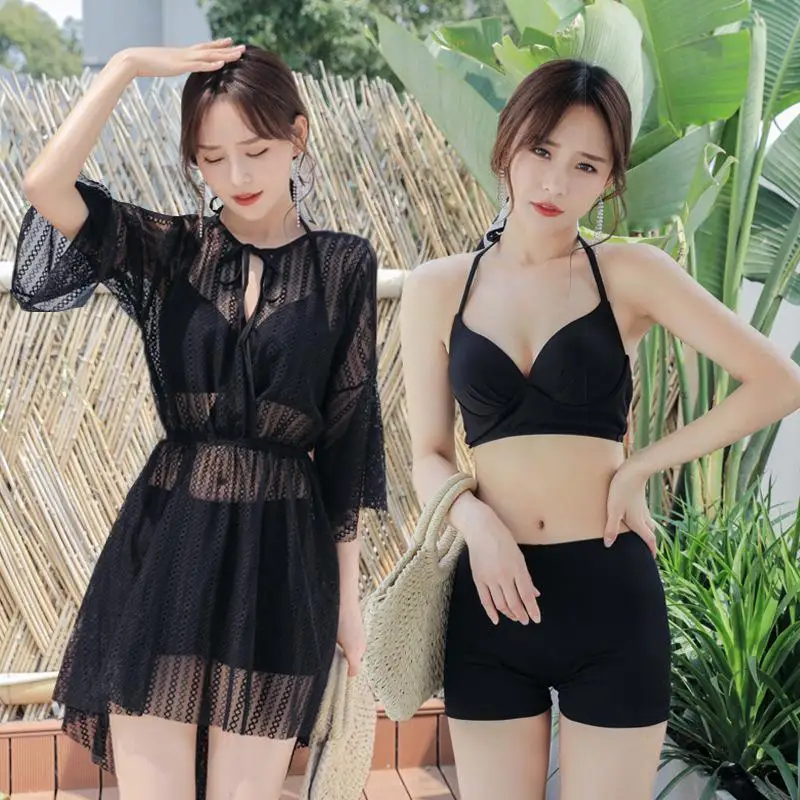 

New swimsuit women's split bikini three piece fairy fan long sleeve lace sexy swimsuit