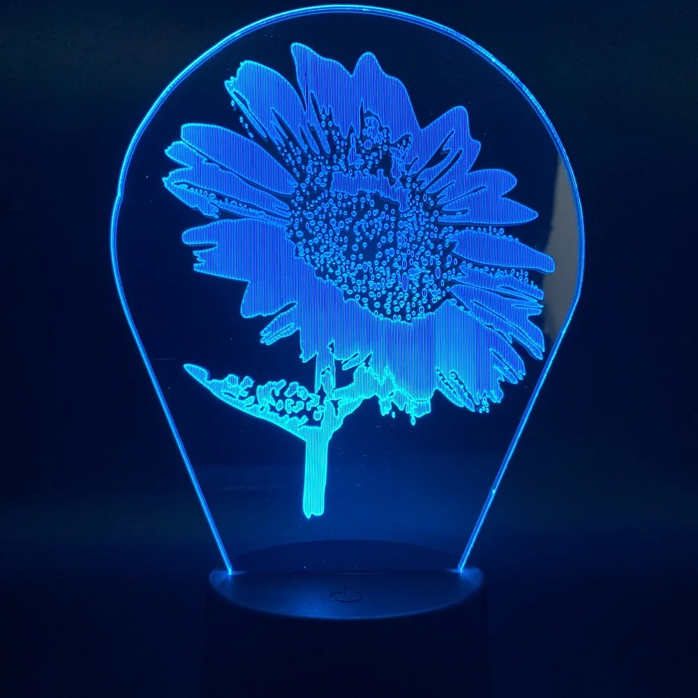 3D лампа светильник с подсолнечником для детской комнаты ночник детей подарок