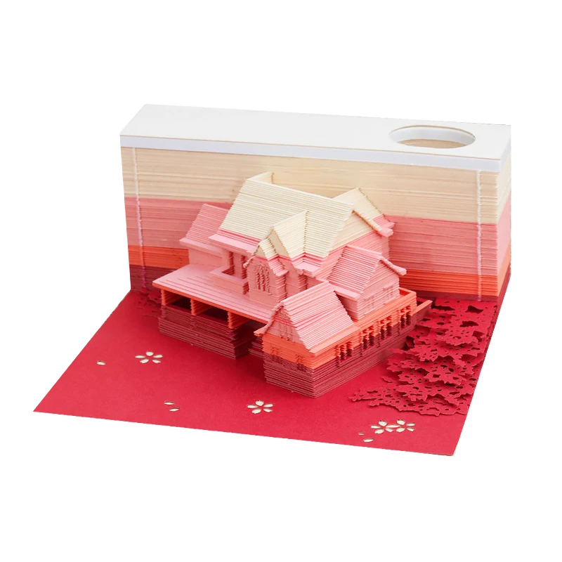 

Omoshiroi Block 3D Note Pad Cubes125 Sheets Pink Loft Memo Pad Office Accessories Pen Holder Note Paper Ornaments Gift Supplies