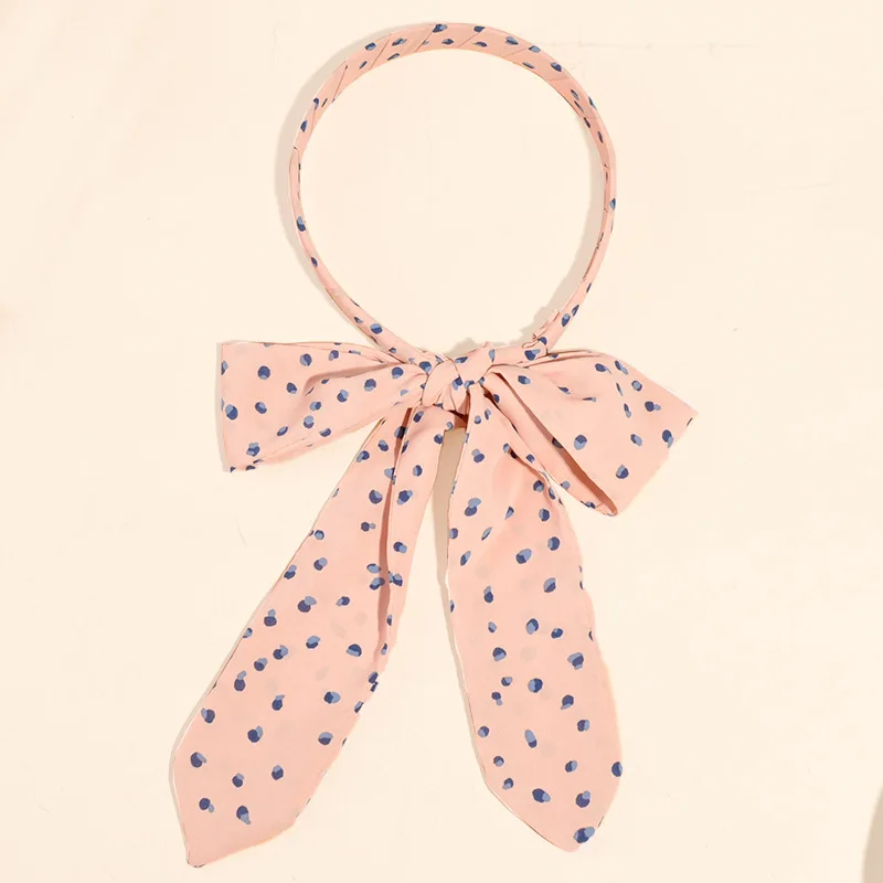 

Dot Printing Bow Hair Hoop Korean Girls Tied Hair Ribbon Hairband Solid Color Hair Accessories Hairhoop Styling Headwear