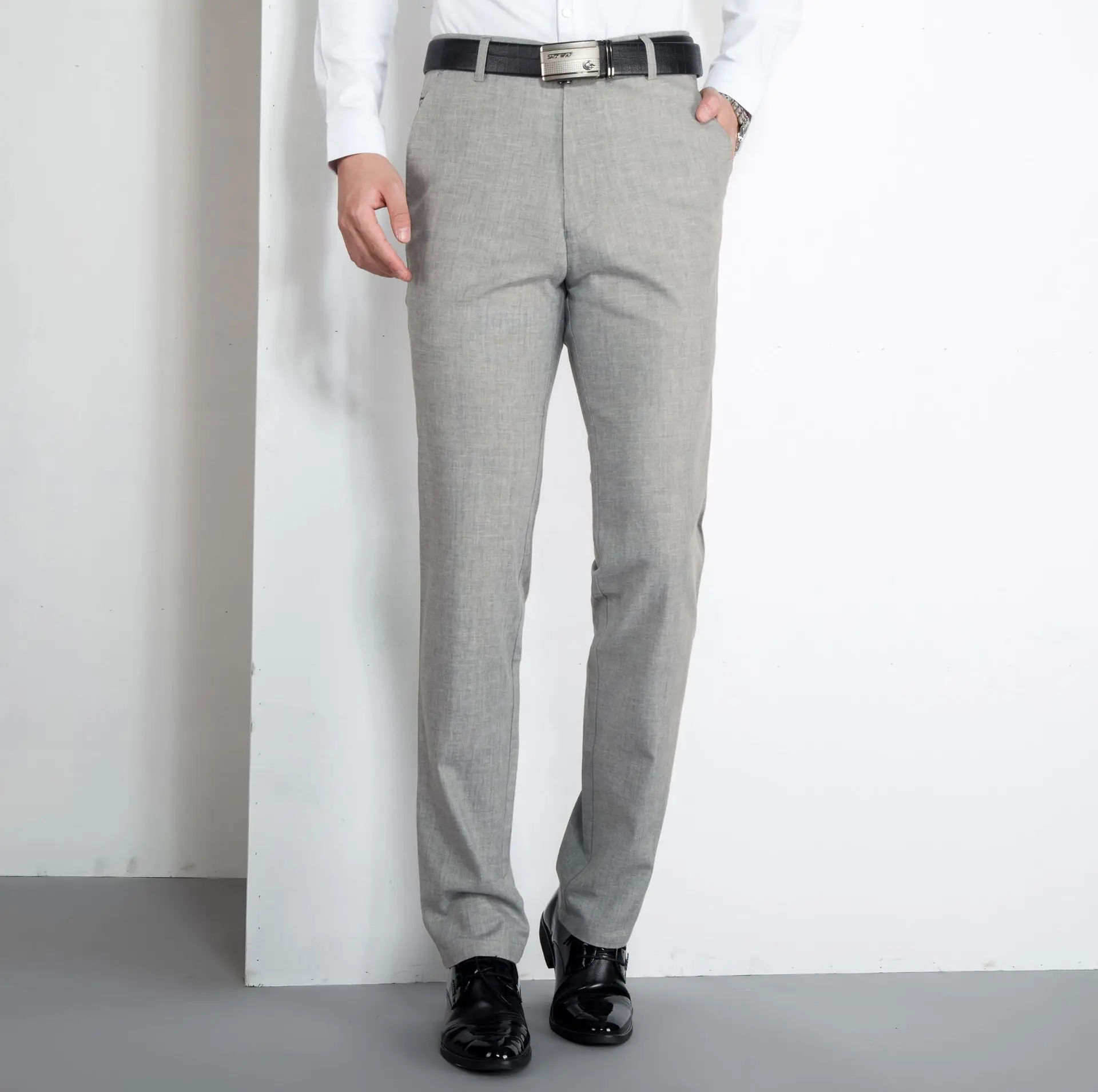 

MRMT 2022 Brand Summer New Men's Trousers Leisure Pants Middle-aged Pants for Male Flax Thin Loose Straight Trouser