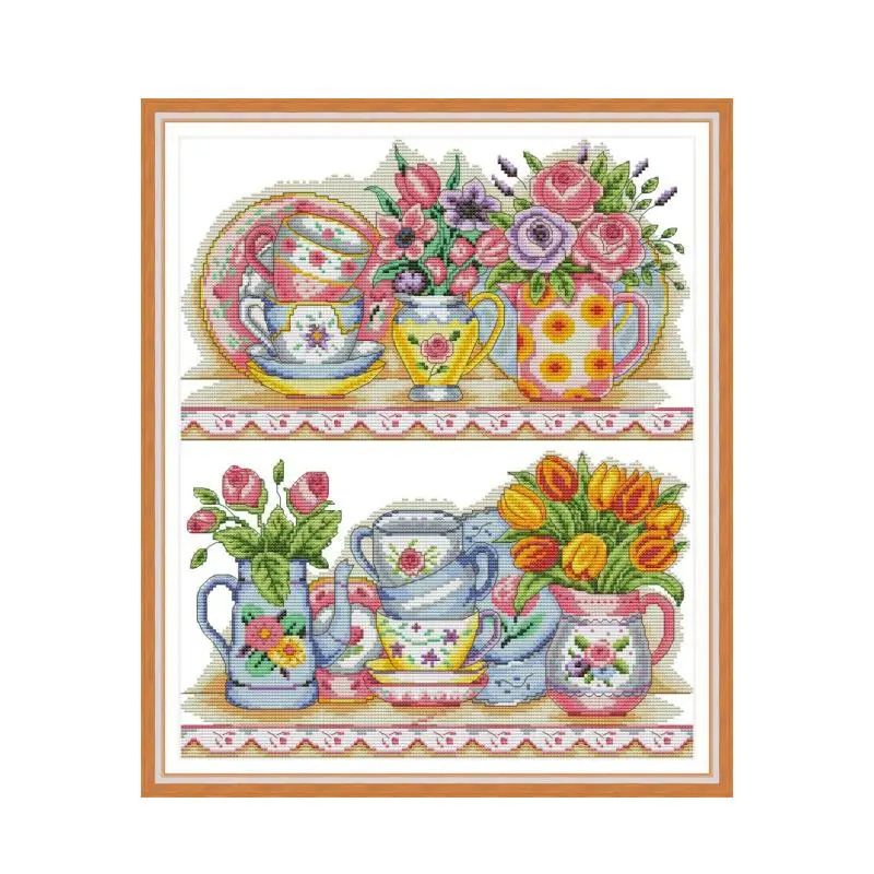 The vase on the shelf cross stitch kit aida 14ct 11ct count print canvas stitches needlework embroidery DIY handmade | Дом и сад