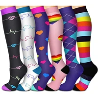 35678 pairs calf shaping compression socks elastic sports socks with multi patterns unisex support stockings t8