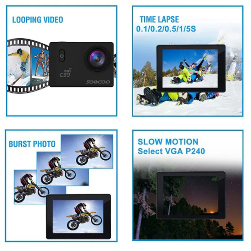 soocoo C30/C30R Экшн-камера 20MP 4K Wifi Ultra HD 1080 P/60FPS Водонепроницаемая мини-камера для велосипеда уличная спортивная DV камера