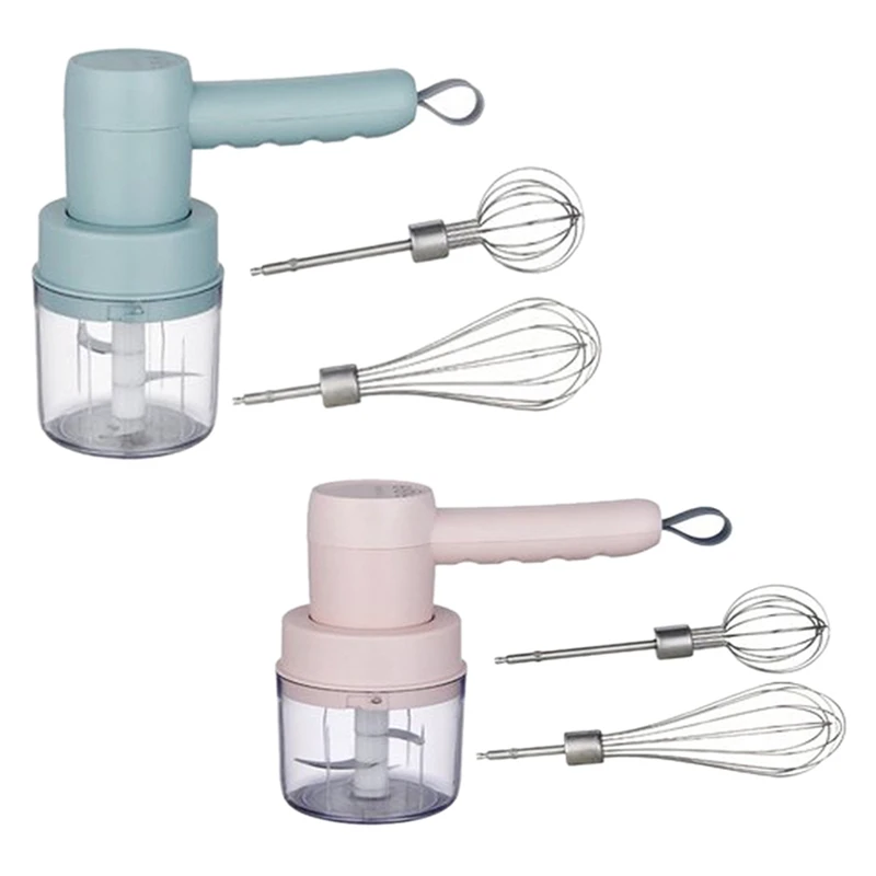 

HOT 3-In-1 Wireless Electric Whisk Handheld Charging Butter Egg White Baking Tools Household Garlic Minced Meat Mixer