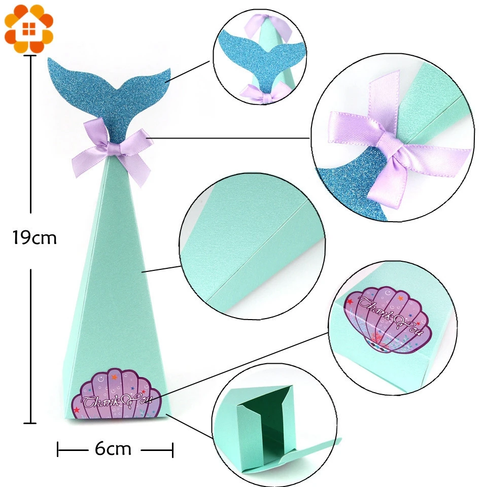 Подарочные коробки с хвостом Русалочки красивая бумага 10 шт. коробка для конфет