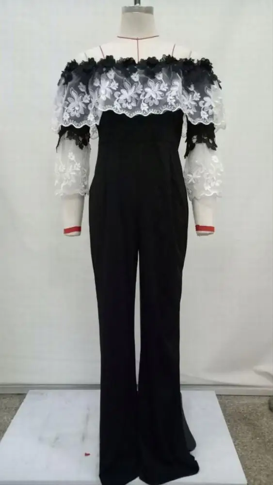 

evening elegant with ruffle sleeves lucky label party night lace off the shoulder women jumpsuits