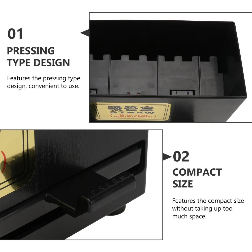 

1pc Pressing Type Straw Box Straw Storage Box Restaurant Straw Dispenser Box
