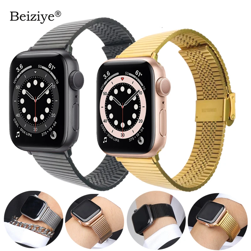 

Stainless Steel Strap For Apple Watch 6 Band 40mm 44mm Wristband for apple watch band 42mm 38mm 6 5 4 SE 3 2 1 Metal Bracelet