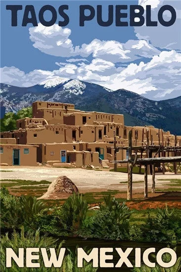 

Metal Tin Sign Taos Pueblo New Mexico Decor Bar Pub Home Vintage Retro