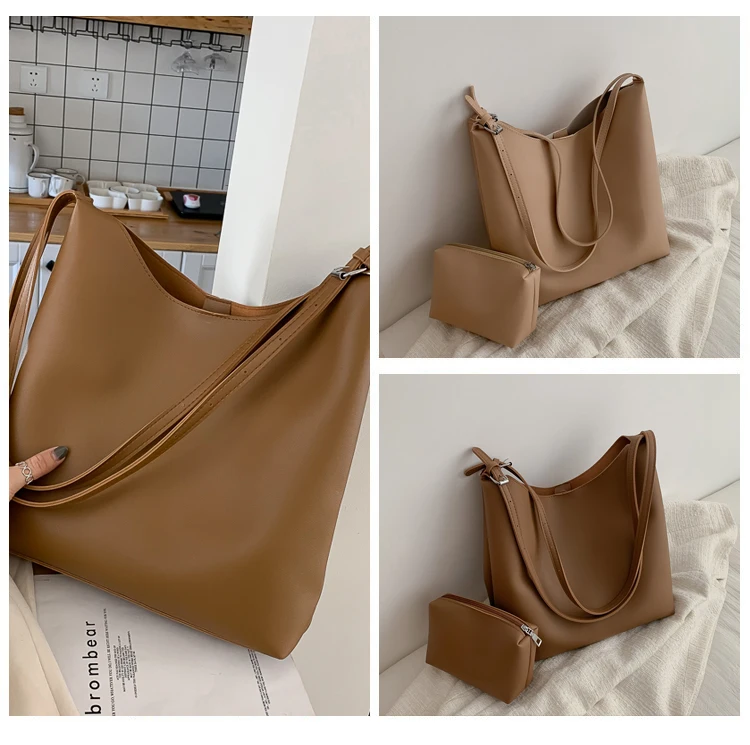 

Korean Fashion Casual Big Capacity Bag Tote High Quality PU Leather Handbags Clutch Composite Bag Shoulder Handbags Bag Shopping