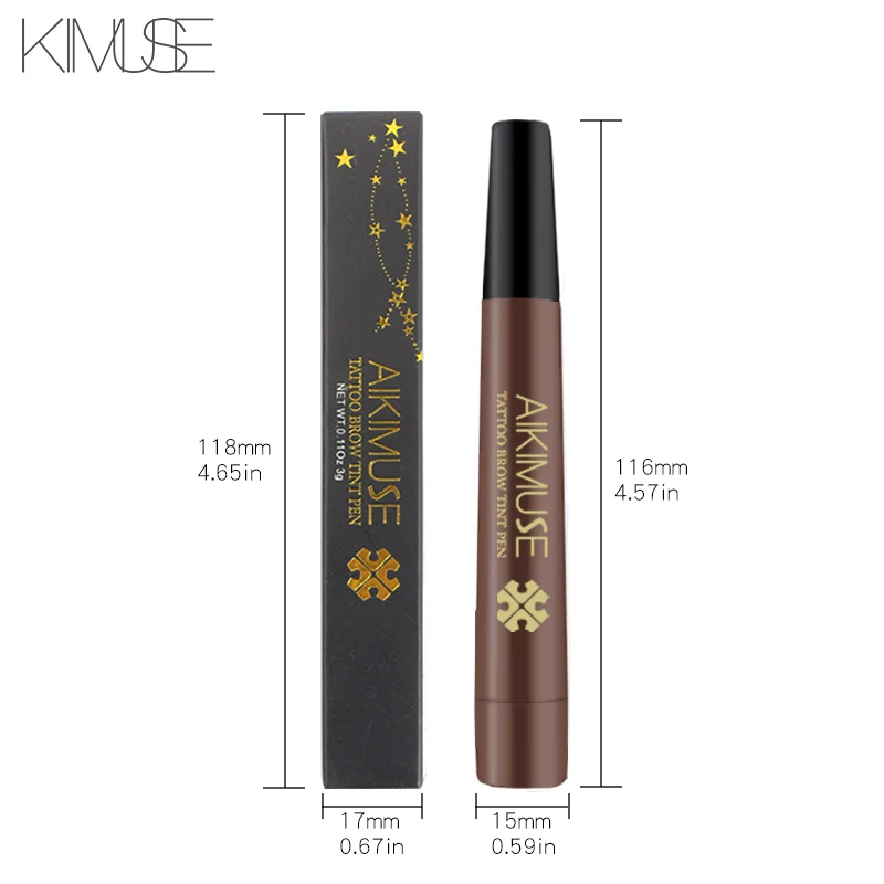 KIMUSE, гель для бровей, вилка, кончик, жидкий карандаш, 4 головки, для бровей, водостойкая, тату, ручка, длительное время, для увеличения эскиза, краситель, оттенок, ручка