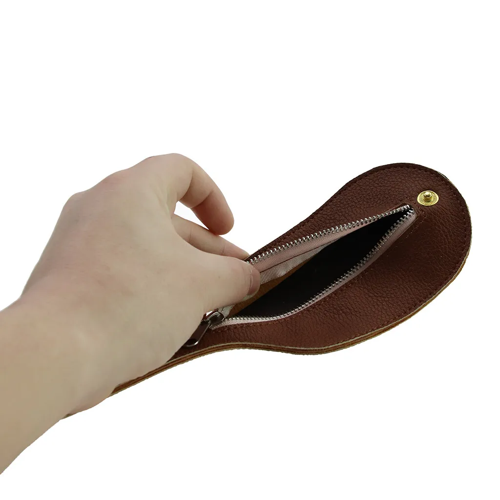 Кошелек для монет коричневый кожаный кошелек держатель клатч складная сумка на