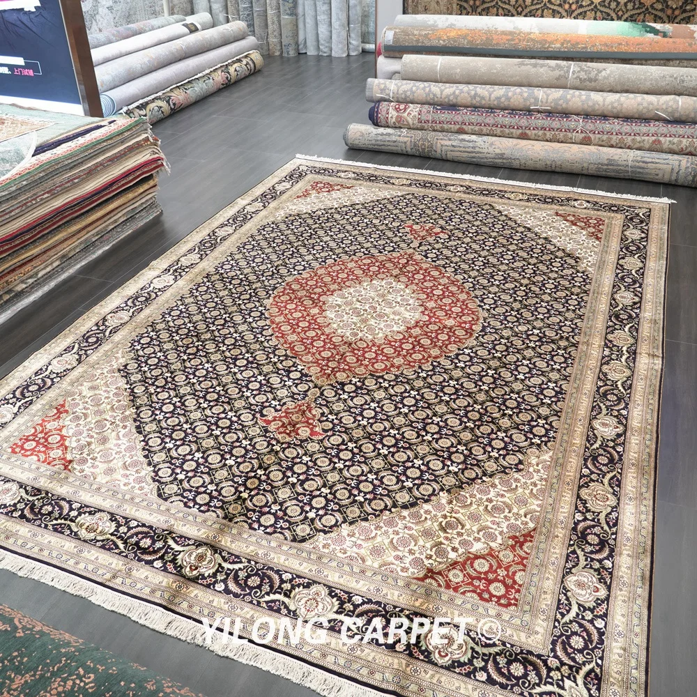 Восточный Шелковый коврик Yilong 10 'x 14' Vantage tabrice античный Красный средний