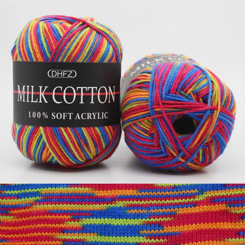 Мягкая молочная детская теплая шерстяная пряжа двойная вязка хлопок вязание